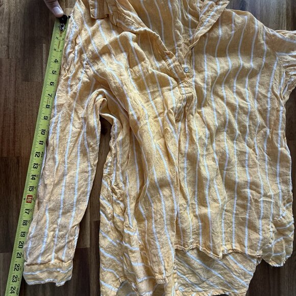 C&C California Linen Tunic Shirt Womens 1X Striped Beach Resort Boho Lagenlook - Picture 14 of 14